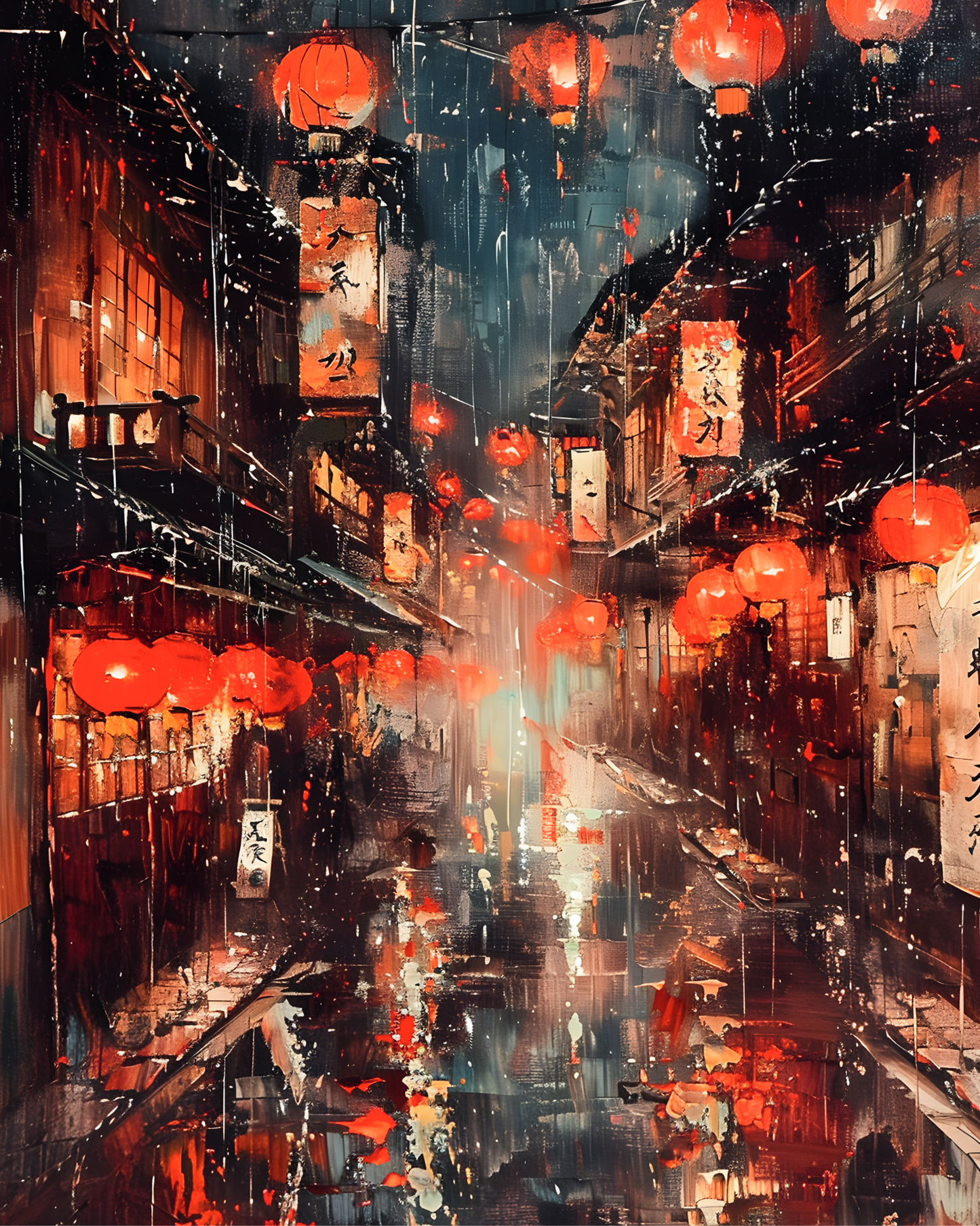 Kyoto Rainfall Whisperscape Printable Wall Art | Instant Download