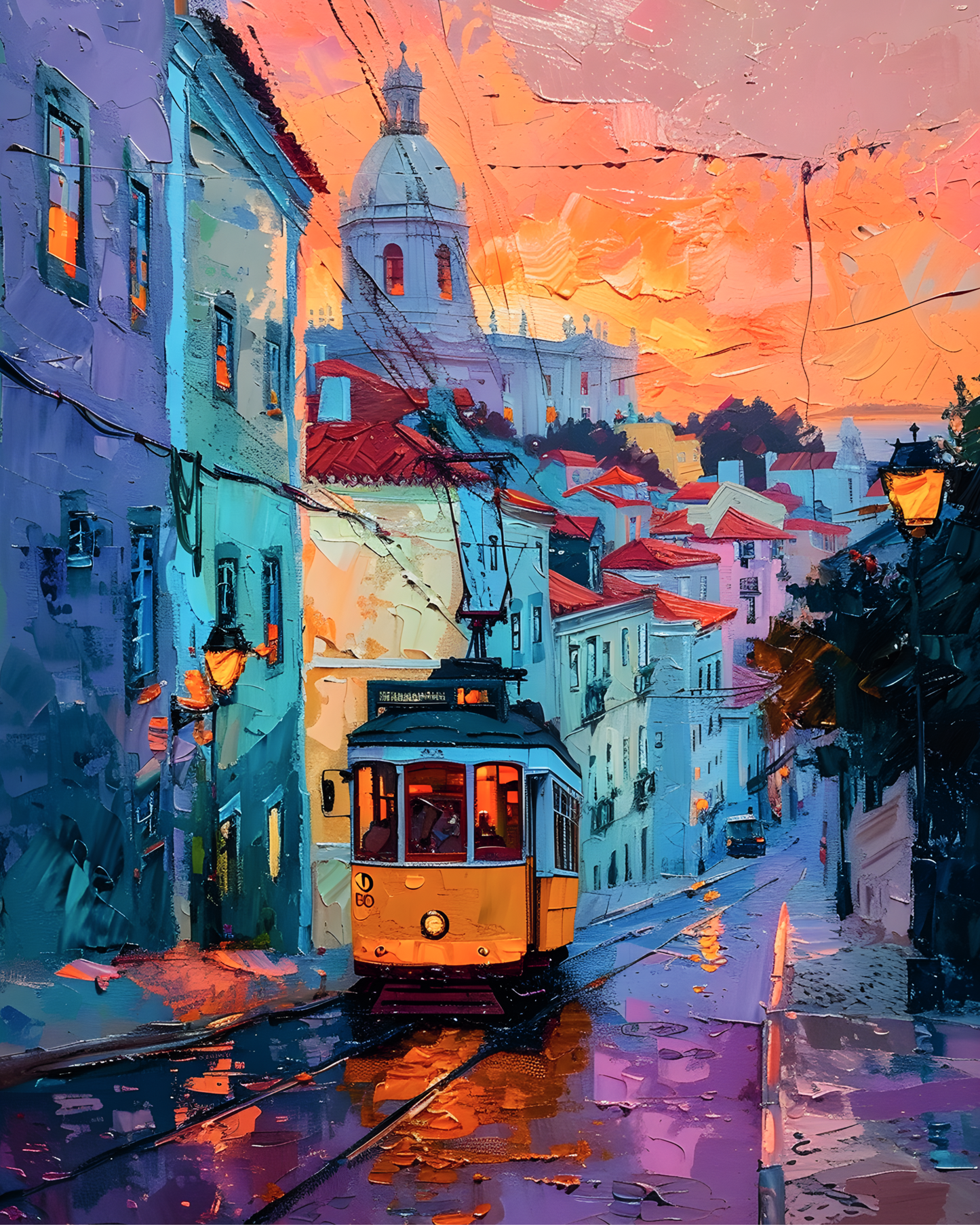 Tramway Through Lisbon Light Printable Wall Art | Instant Download