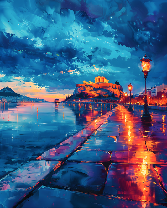 Aegean Pathway at Dusk Printable Wall Art | Instant Download