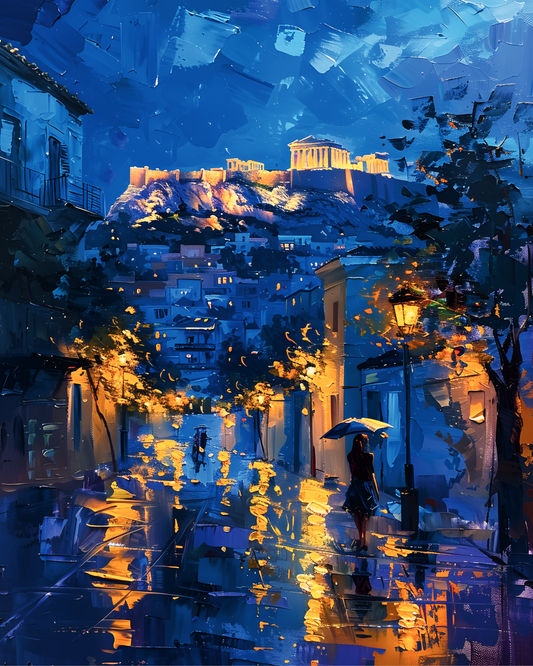 Amber Streets of Athens Printable Wall Art | Instant Download