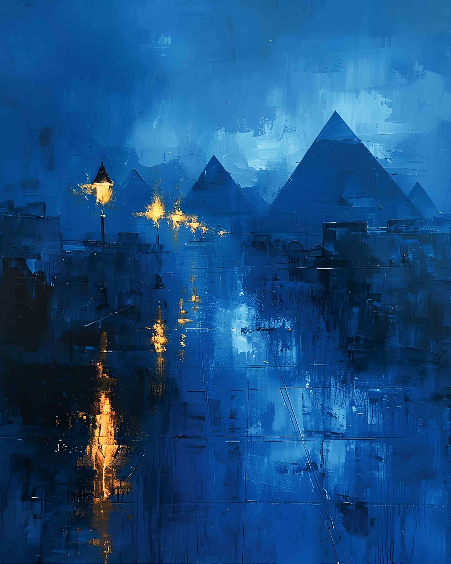 Blue Rain Over the Pyramids Printable Wall Art | Instant Download