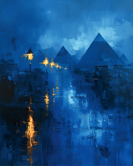 Blue Rain Over the Pyramids Printable Wall Art | Instant Download