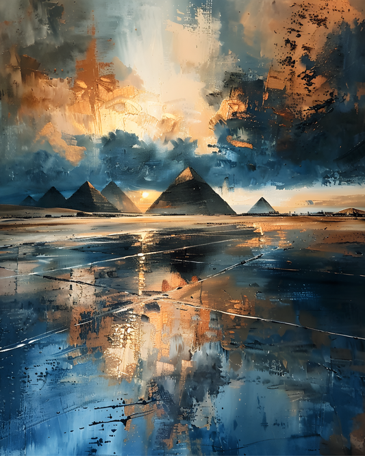 Midnight Rain Over the Pyramids Printable Wall Art | Instant Download