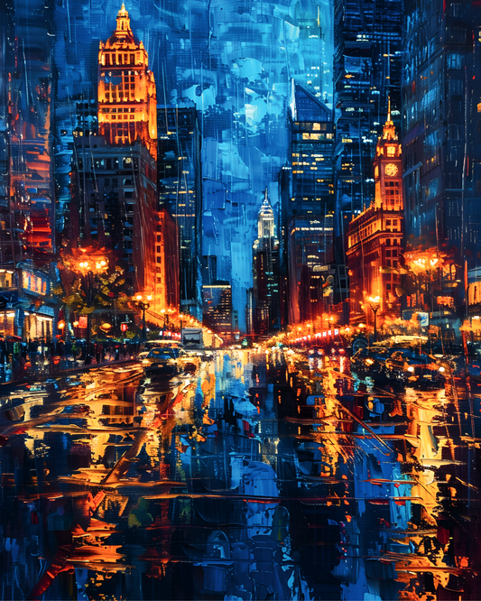 Midnight in the Windy City Printable Wall Art | Instant Download
